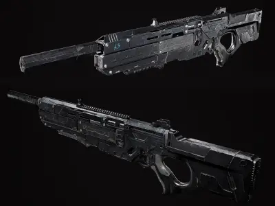 Scifi Rifle Low-poly 3D model