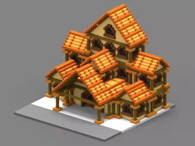 House Voxel - 33 Low-poly 3D model