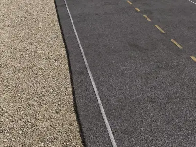 Asphalt empty road in desert Low-poly 3D model