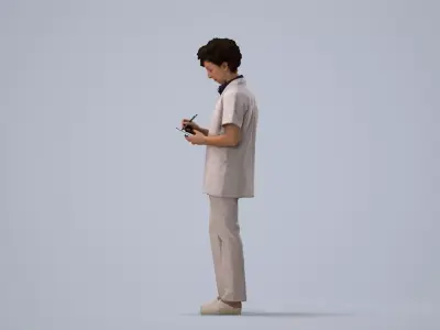 00163Lynn003 - Adult Caucasian woman standing in architectural 3D model