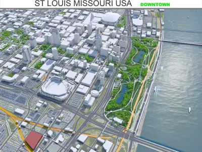Saint Louis Downtown Missouri USA Low-poly 3D model