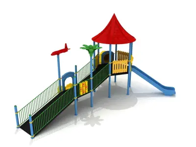 Handicapped Accessible Metal Kid Playground - 01 3D model