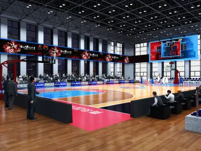 Modern Indoor Basketball Stadium Gymnasium Low-poly 3D model