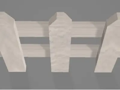 White Wooden Fence Low-poly 3D model