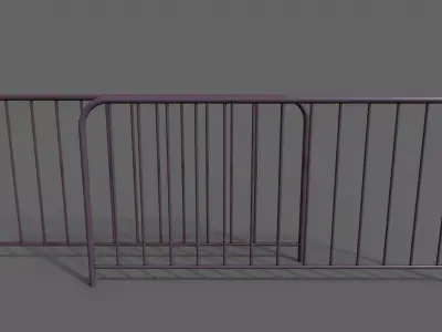 PBR Pedestrian Guard Rail Purple V1 Low-poly 3D model