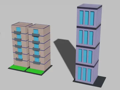 Game ready low poly city Low-poly 3D model