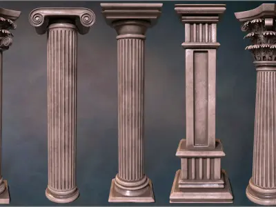 Columns Maker 130 OBJs and 131 IMM ZBrush brushes 3D model
