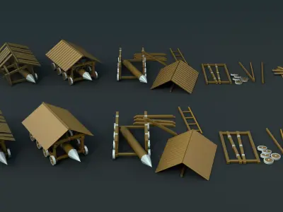 Siege Mashines PACK Low-poly 3D model