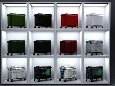 Wheelie Bin Dumpster Low-poly 3D model