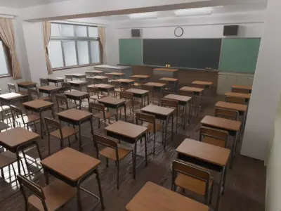 A Japanese school classroom 3D model
