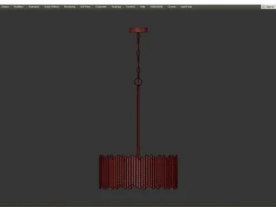 Modern Brass Gold Drum Tiffany Chandelier Low-poly 3D model