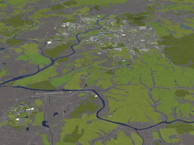 Gwangju South Korea 50x50km 3D model