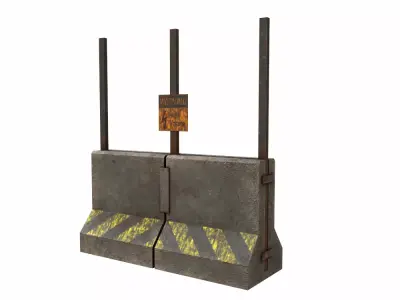 Concrete RoadBlock Barrier Barricade 3D model 10