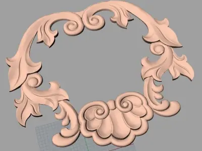 Bed door flower 3D relief STL model for CNC engraving E533 3D model