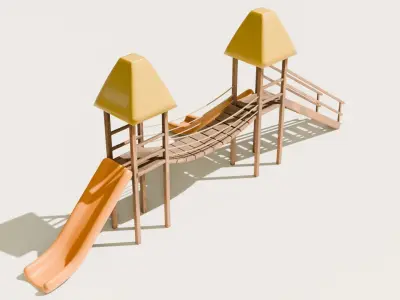 Playground castle with a slide Low-poly 3D model