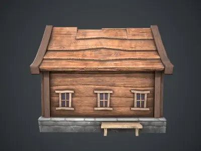 Cartoon House Low-poly 3D model 11