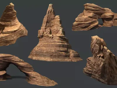 Red Rock Sandstone Pbr Collection Low-poly 3D model
