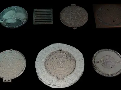 MANHOLE COVERS Low-poly 3D model purchase