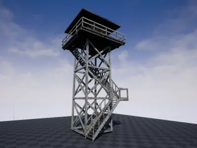 Modular Fire lookout tower PBR Low-poly 3D model