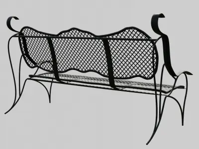 Street furniture set Low-poly 3D model