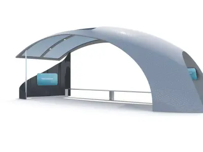 Futuristic Bus Stop Low-poly 3D model