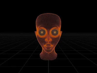 Alien head with basic materials 3D model