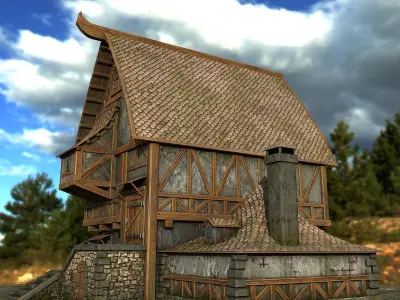 village house Low-poly 3D model get