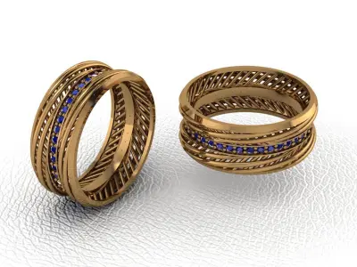 alans ring 16 pieces drawing 3d rihone drawing ring rings 3D print model