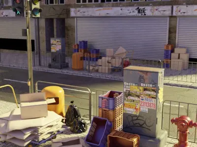 Hong Kong Street Props Pack FBX format 3D model