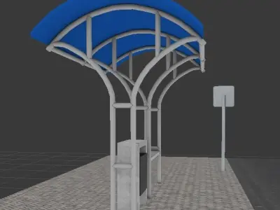 Simple Bus Stop Free low-poly 3D model