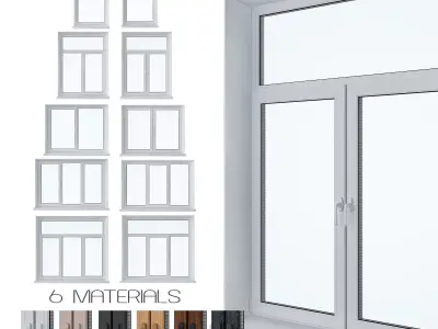 Window Set 4 materials for windows and doors 3D model