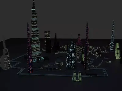 Sci-Fi Burj Khalifa District in Dubai 3D model
