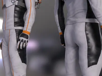 MX01 Male Space Suit White LITE VERSION Low-poly 3D model