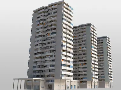 Communist Residential Towers Low-poly 3D model