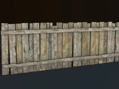 Old fence modular Low-poly 3D model