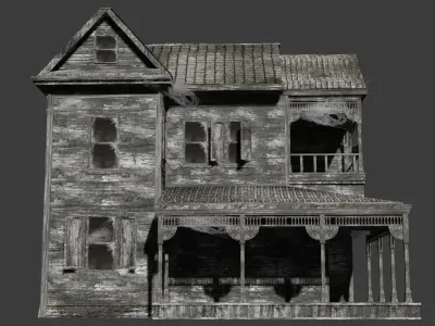 House Abandoned old - realistic low poly Low-poly 3D model