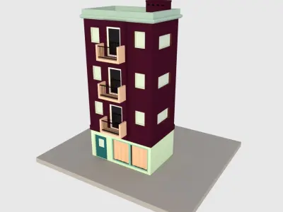 Cartoon Building - Low Poly Low-poly 3D model