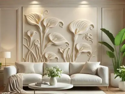 Calla Lily Relief Panel Wall Decor Set STL Mural CNC 388 3D model