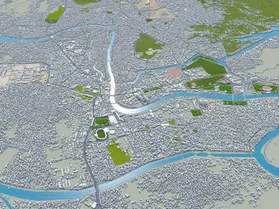 Srinagar Jammu and Kashmir India 30km AI Low-poly 3D model