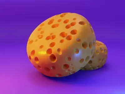 3d model of cheese with materials light and scene Free 3D model