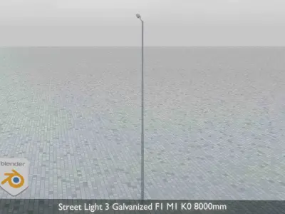 Street Light 3 Galvanized F1 M1 K0 8000mm Low-poly 3D model