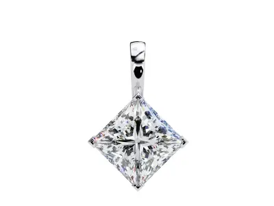 Princess Cut Solitaire Pendant CAD Design STL 3DM Files 3D print model