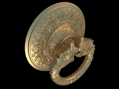 Ancient Chinese dragon head auxiliary head door ring 3D model