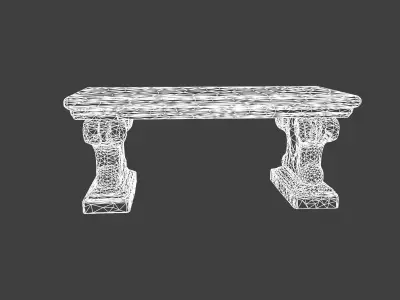 Ornate Mossy Stone Garden Bench 3D model