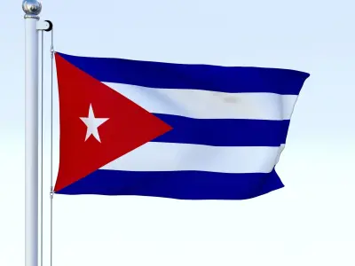 Animated Cuba Flag Low-poly 3D model