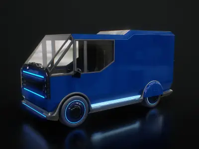  Futuristic Cyberpunk Delivery Van - Sci-Fi Electric Vehicle Concept 