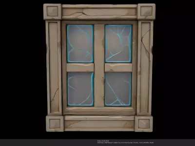 Stylized Old Wooden Window 3D Model - AI Low-poly 3D model
