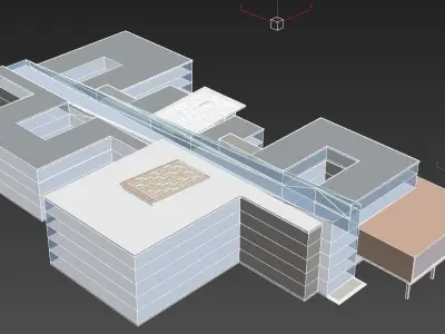 Building Model with two floors and roof Low-poly 3D model