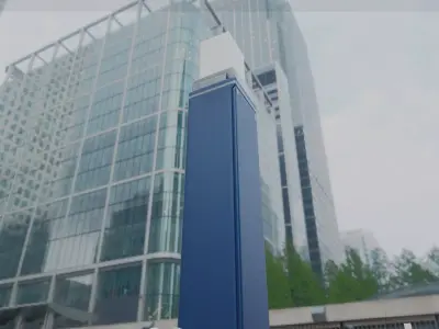 Street Light 8 Bollard 900mm Futuristic Blue Version 6  Low-poly 3D model