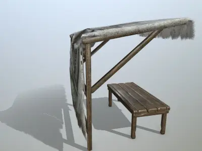 market  bench Low-poly 3D model
